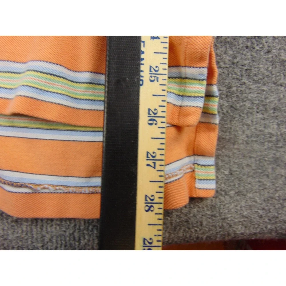 Polo Ralph Lauren Polo Shirt Mens XL Orange Striped Cotton Classic Preppy
